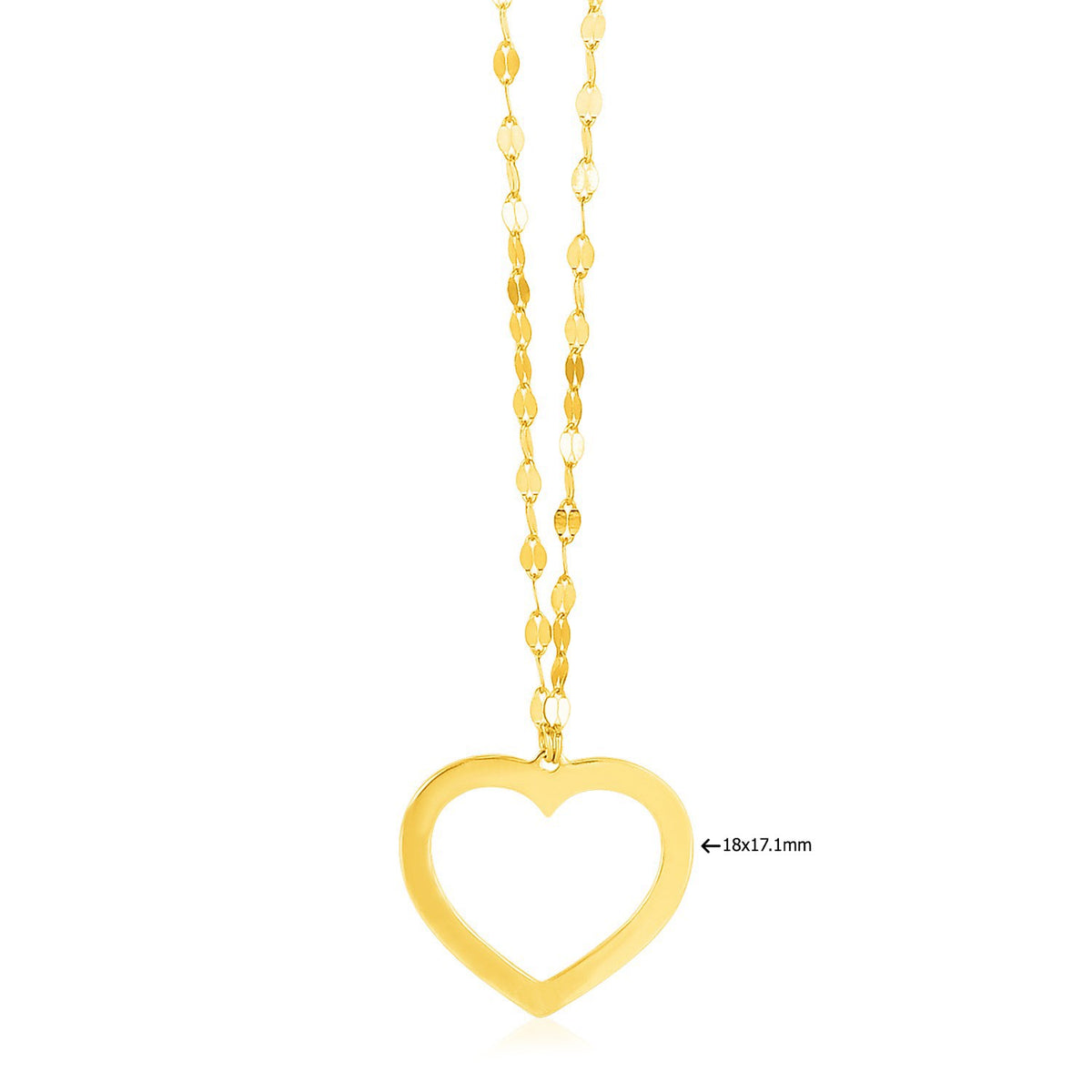 14K Yellow Gold Necklace with Reversible Heart Pendant, view 2