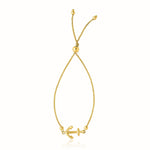14K Yellow Gold Anchor Design Adjustable Lariat Bracelet