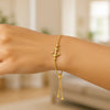 14k Yellow Gold Anchor Design Adjustable Lariat Bracelet, view 4