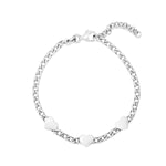 Sterling Silver Rhodium Plated Heart Chain Bracelet, view 2