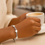 Sterling Silver Rhodium Plated Heart Chain Bracelet, view 5