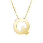 14K Yellow Gold Yours Truly Block Letter Initial Q Necklace, view 2