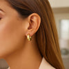 14K Yellow Gold Thick Post Hoop Earrings, view 3