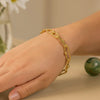 14k Yellow Gold 7 3/4 inch Beaded Oval Chain Bracelet (7.20 mm), view 3