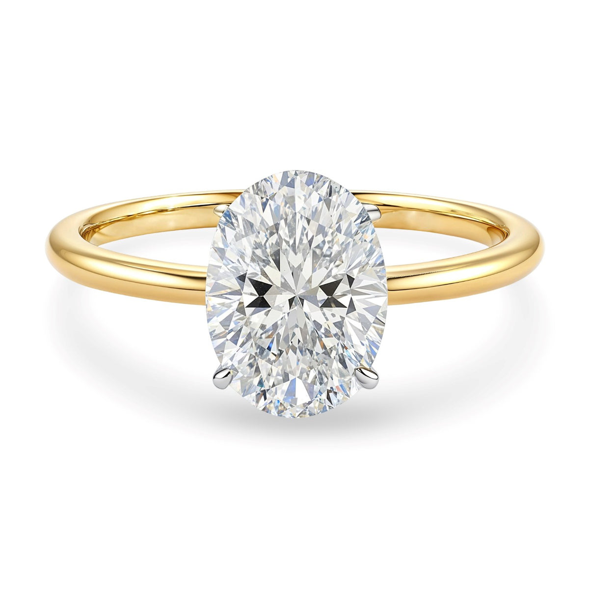 2 Carat Oval Lab Grown IGI G/VS1 Diamond Solitaire Ring in 10K Yellow Gold, view 2