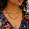 Two Tone Beaded Chain Necklace in 14K Gold, view 3