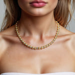 Two Tone Beaded Chain Necklace in 14K Gold, view 5