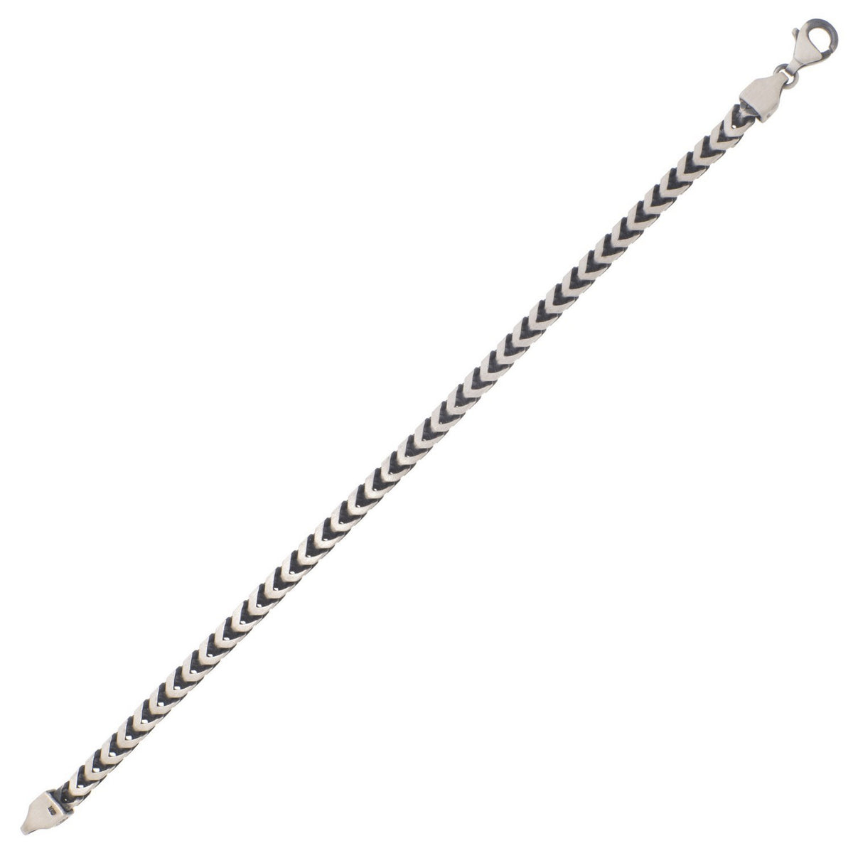 Sterling Silver Gunmetal Finish Franco Link Chain (4.60 mm)