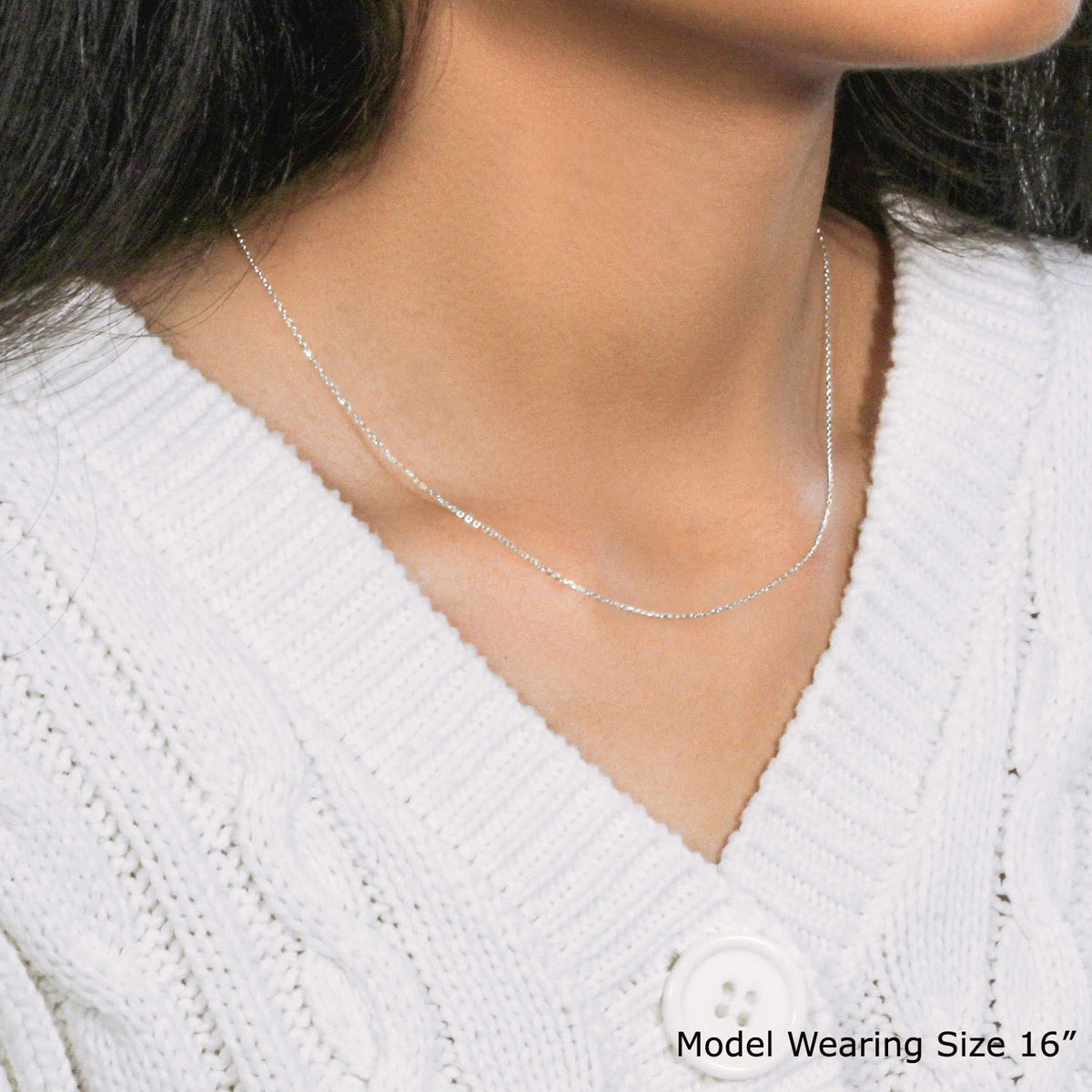 18k White Gold Diamond Cut Cable Link Chain (0.75 mm), view 10