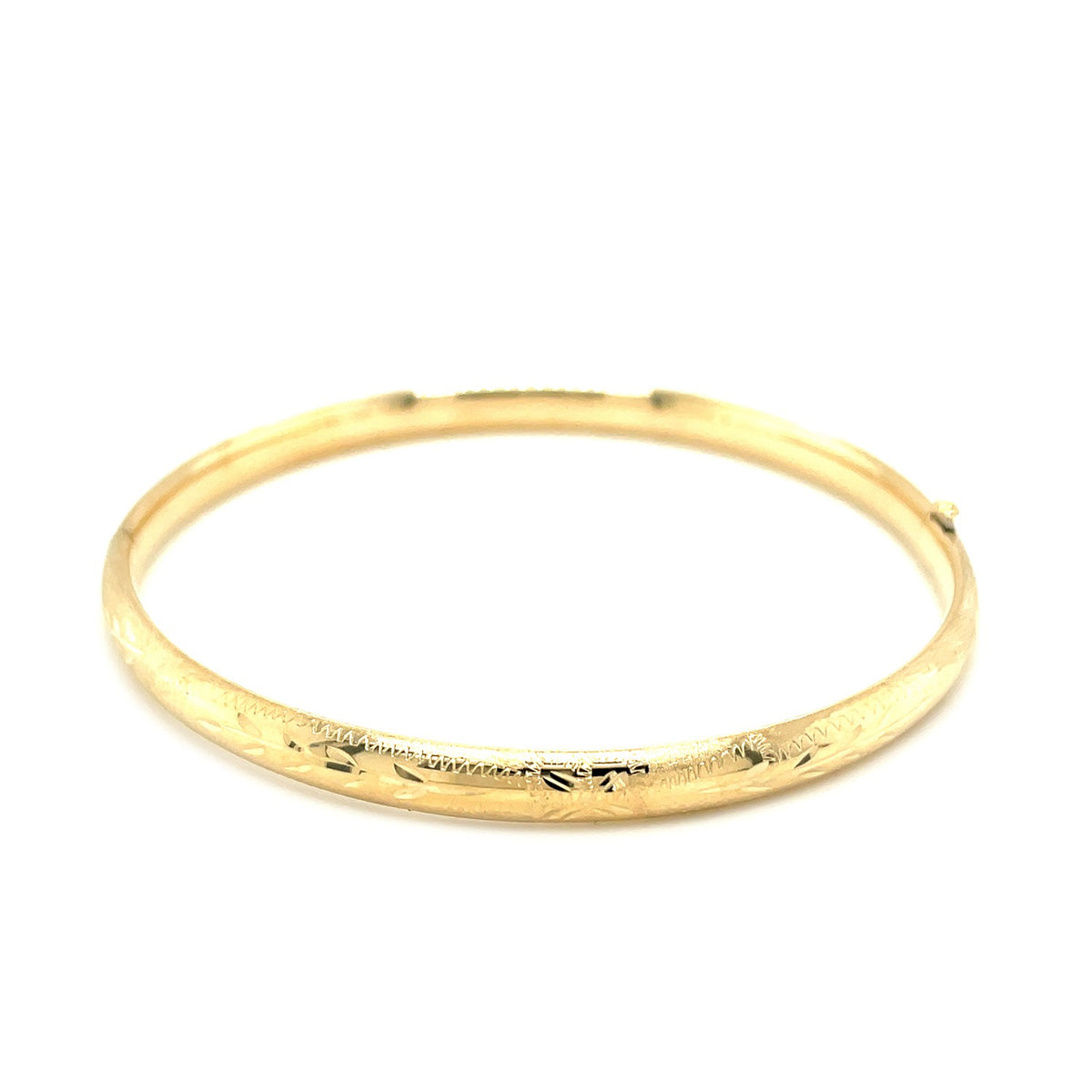 10K Yellow Gold Botanical Pattern Florentine Bangle (5.00 mm), view 2