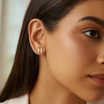 14K Yellow Gold Yours Truly Initial H Stud Earrings, view 2