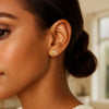 14K Yellow Gold Yours Truly Initial H Stud Earrings, view 3