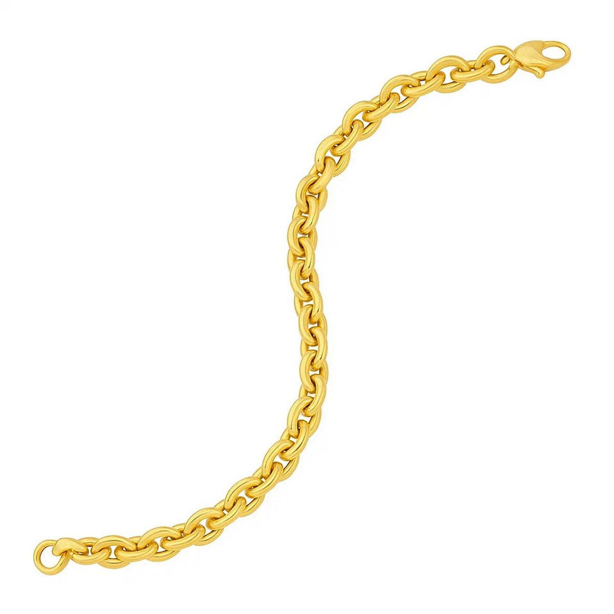 14K Yellow Gold Mirror Rolo Link Chain Bracelet (7.30 mm), view 6