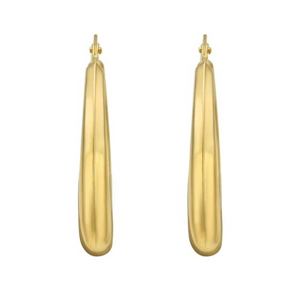 14K Yellow Gold Round Back to Back Hoop Earrings, view 2
