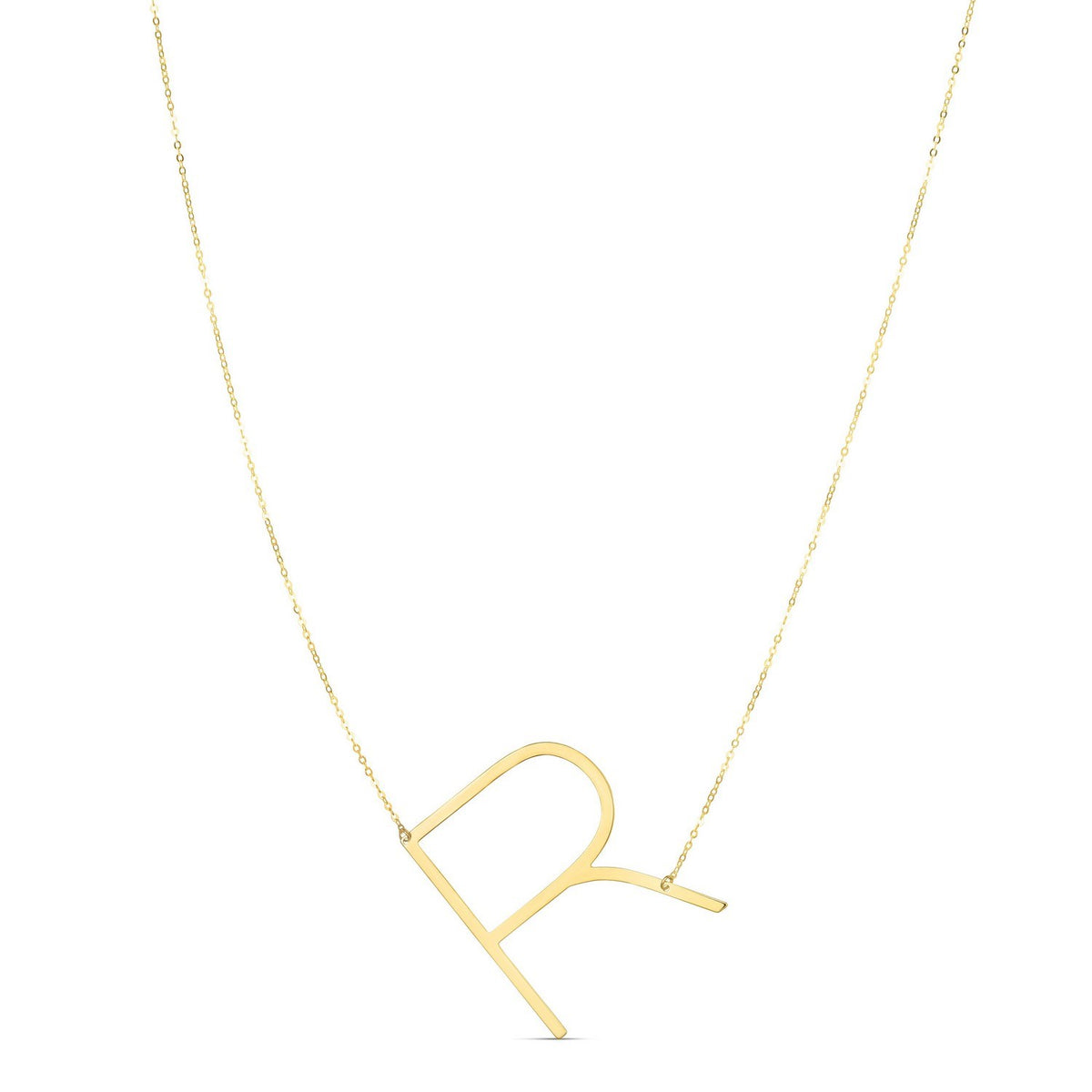 14K Yellow Gold Yours Truly Large Initial R Necklace