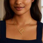 14K Yellow Gold Yours Truly Large Initial R Necklace, view 4