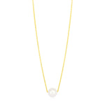 14K Yellow Gold 7mm Pearl Solitaire Necklace