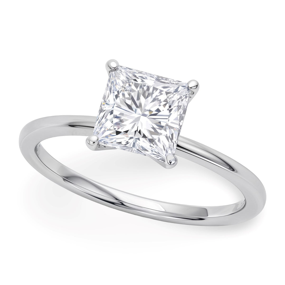 1.50Ct Princess Lab Grown IGI G/VS1 Diamond Ring in 14K White Gold