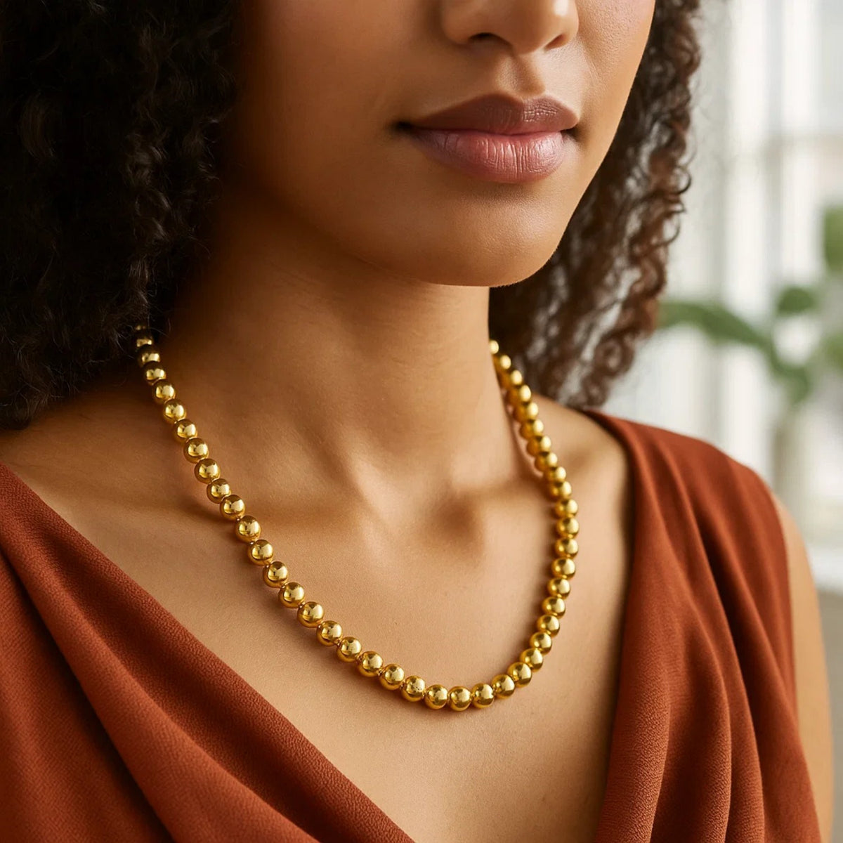 14K Yellow Gold Bead Chain (8.00 mm), view 3
