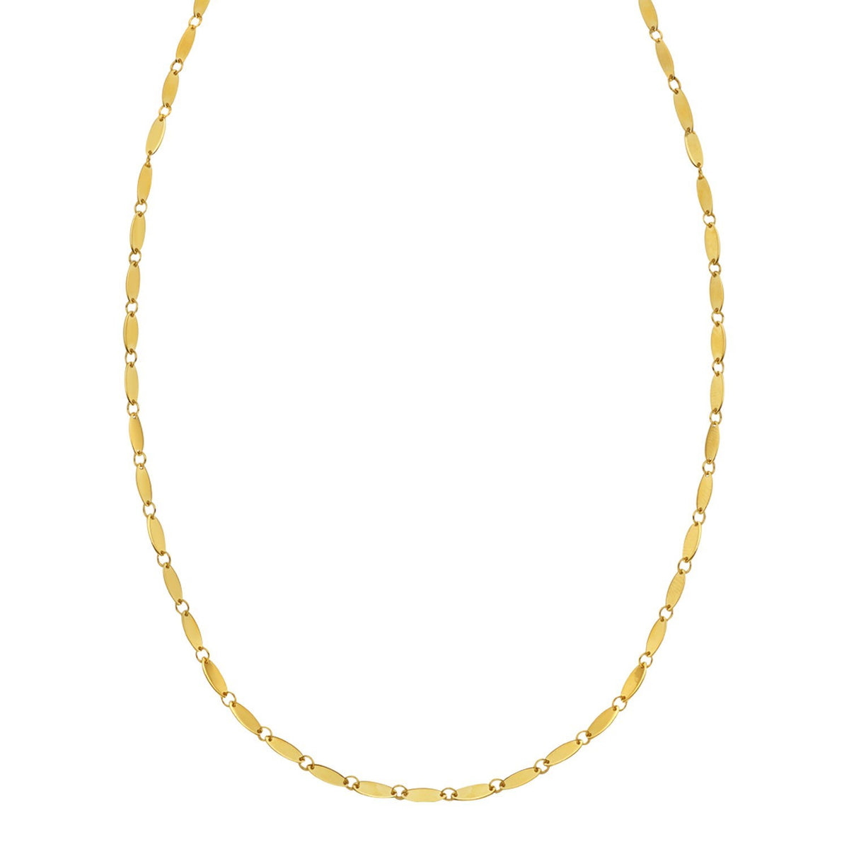 14K Yellow Gold Flat Pebble Link Necklace (2.50 mm)