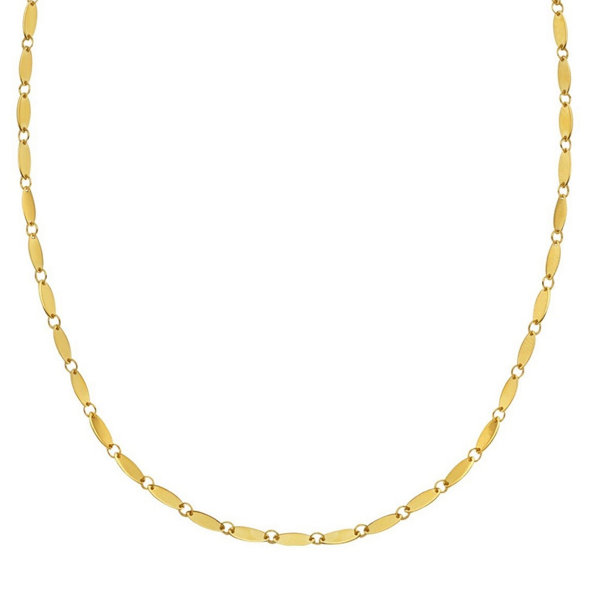 14K Yellow Gold Flat Pebble Link Necklace (2.50 mm), view 2