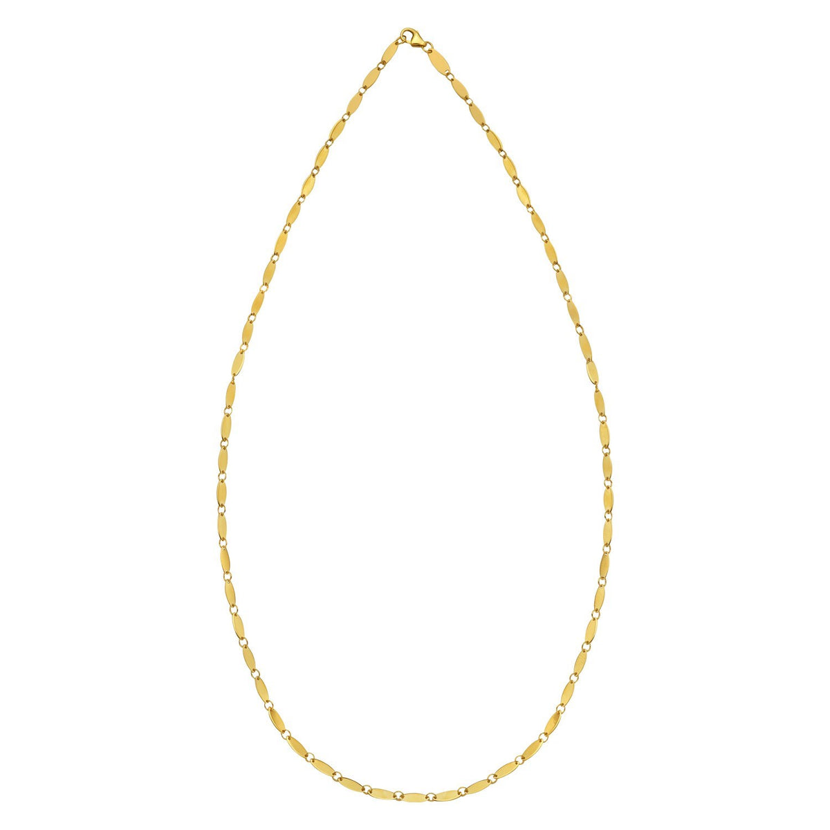 14K Yellow Gold Flat Pebble Link Necklace (2.50 mm), view 3