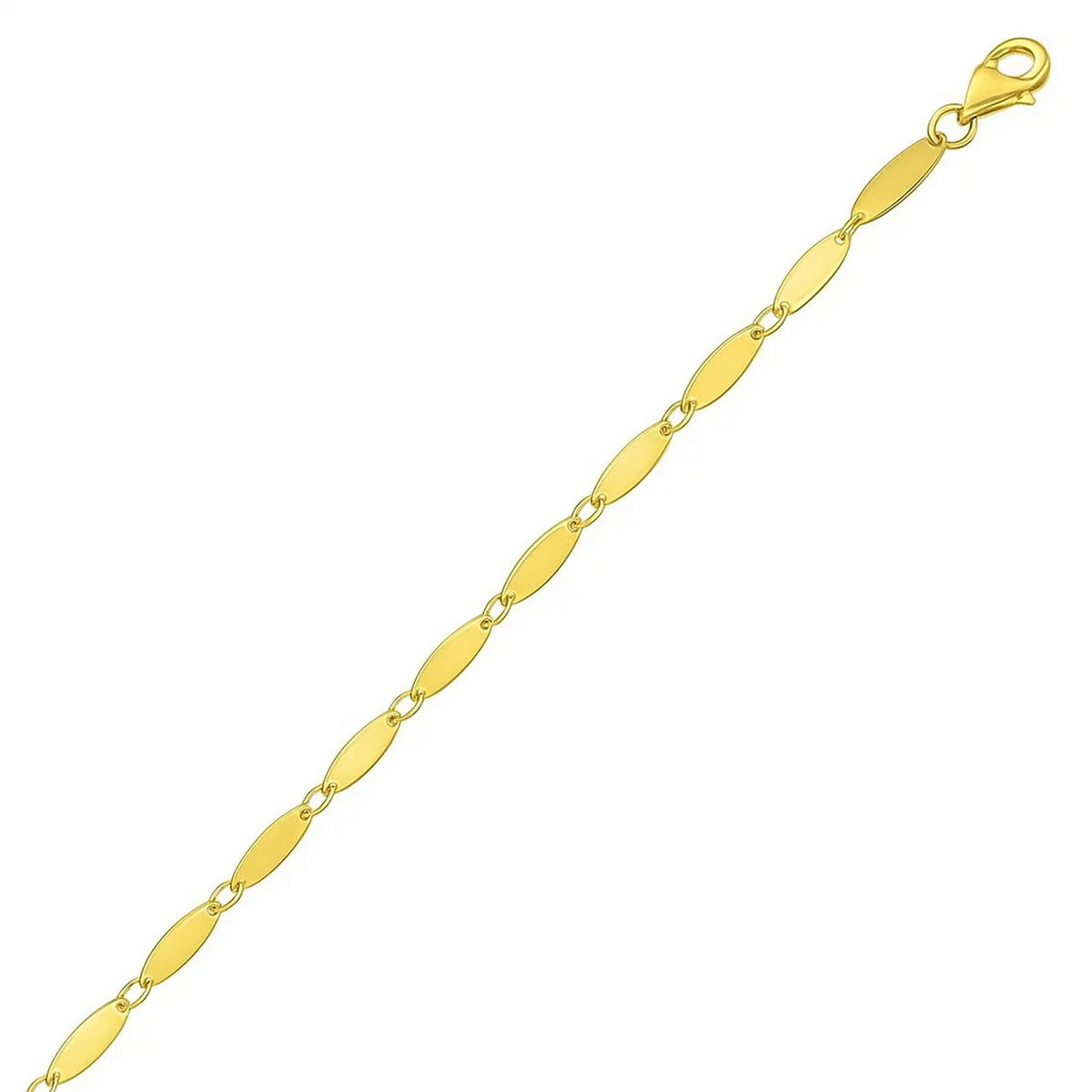 14K Yellow Gold Flat Pebble Link Necklace (2.50 mm), view 4