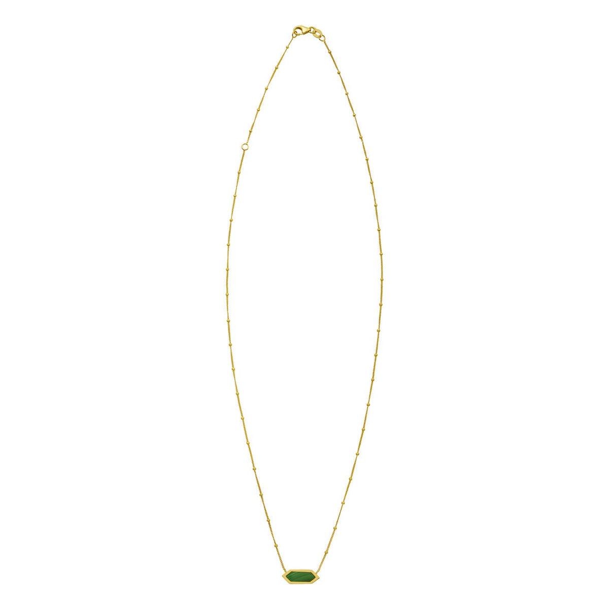 14K Yellow Gold Hexagon Malachite Pendant Necklace
