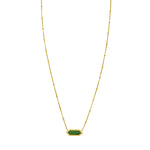 14K Yellow Gold Hexagon Malachite Pendant Necklace, view 2