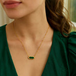 14K Yellow Gold Hexagon Malachite Pendant Necklace, view 4