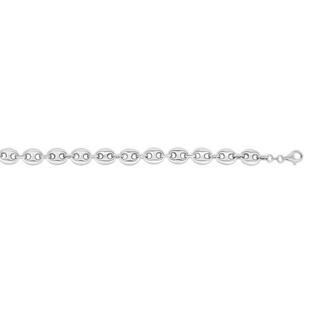 Sterling Silver Rhodium Plated Lite Puffed Mariner Chain (7.80 mm), view 2