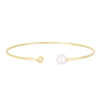 14k Yellow Gold Cuff Bangle with Pearl and Diamond (3.00 mm), view 2