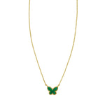 14K Yellow Gold Primavera Malachite Butterfly Necklace, view 2
