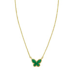 14K Yellow Gold Primavera Malachite Butterfly Necklace, view 3