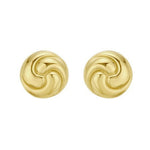 Sterling Silver Yellow Gold Plated Puffed Swirly Knot Stud Earrings, view 2