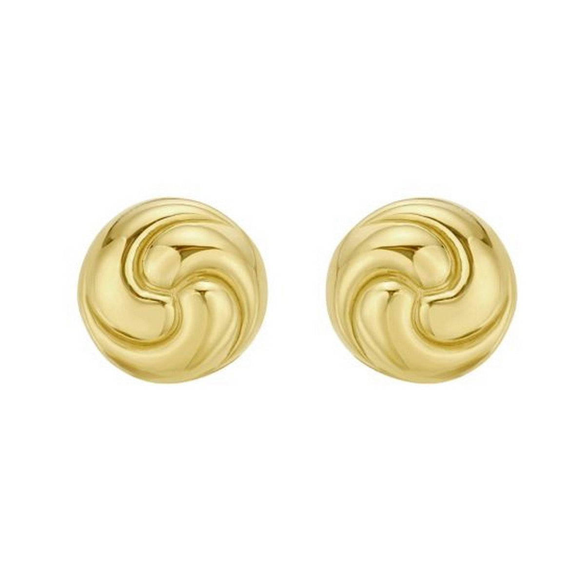 Sterling Silver Yellow Gold Plated Puffed Swirly Knot Stud Earrings, view 2