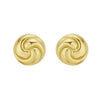 Sterling Silver Yellow Gold Plated Puffed Swirly Knot Stud Earrings, view 2