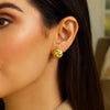 Sterling Silver Yellow Gold Plated Puffed Swirly Knot Stud Earrings, view 3