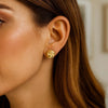 Sterling Silver Yellow Gold Plated Puffed Swirly Knot Stud Earrings, view 4