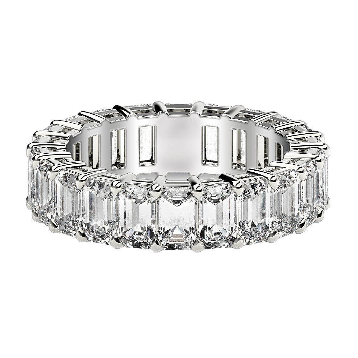 Emerald Cut Lab Grown Diamond Eternity Ring in 14K White Gold (6 cttw FG/VS2), view 2