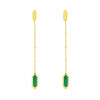 14K Yellow Gold Hexagon Malachite Drop Earrings, view 2