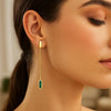 14K Yellow Gold Hexagon Malachite Drop Earrings, view 3