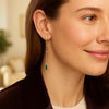 14K Yellow Gold Hexagon Malachite Drop Earrings, view 5