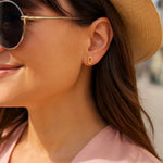 14K Yellow Gold Paperclip Link Stud Earrings, view 3