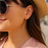 14K Yellow Gold Paperclip Link Stud Earrings, view 3