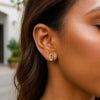 14K Yellow Gold Paperclip Link Stud Earrings, view 4