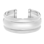 Sterling Silver Rhodium Plated Bold Ribbed Cuff Bangle (25.00 mm), view 2