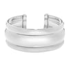 Sterling Silver Rhodium Plated Bold Ribbed Cuff Bangle (25.00 mm), view 2