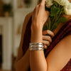 Sterling Silver Rhodium Plated Bold Ribbed Cuff Bangle (25.00 mm), view 3