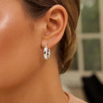 Sterling Silver Small Graduated Hoop Earrings, view 3